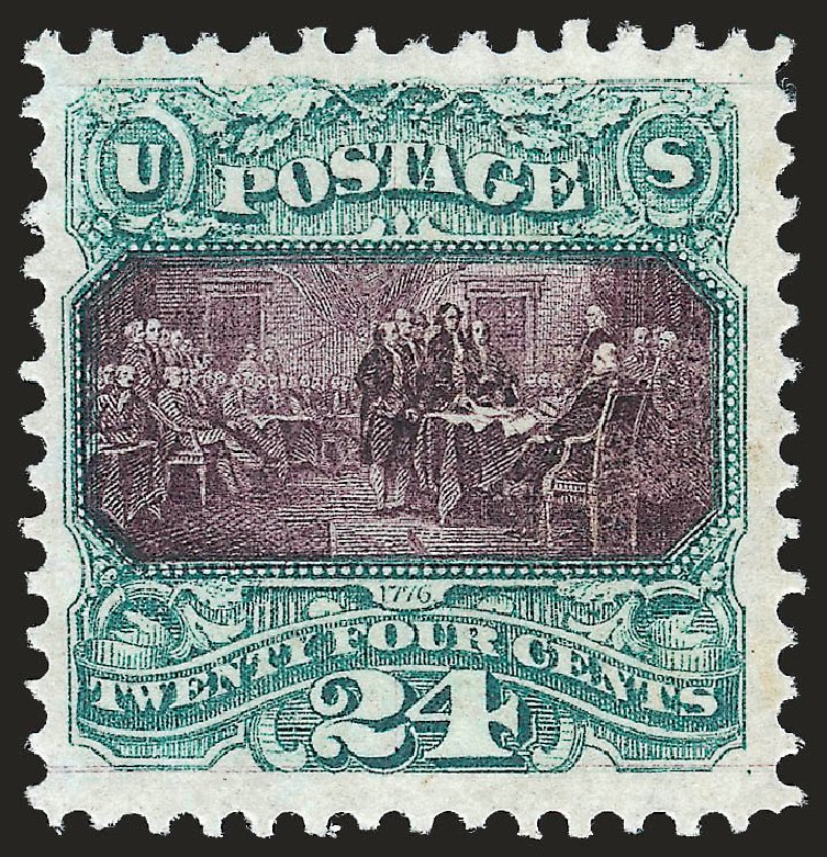 Values of US Stamp Scott Cat. #120: 24c 1869 Pictorial Declaration